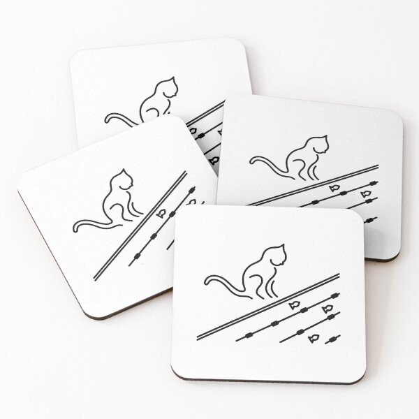 Item preview, Cat by swimming pool - Black line drawing designed and sold by SquareKeyStudio.