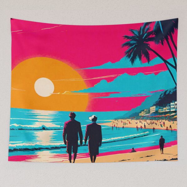 Item preview, Sunset Stroll: Couple on the Shore designed and sold by GrizzlyCollective.