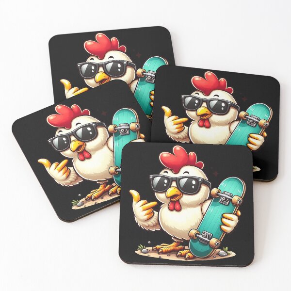 Aperçu de l'œuvre Poulet cool avec une planche à roulettes créée et vendue par SekoOne.
