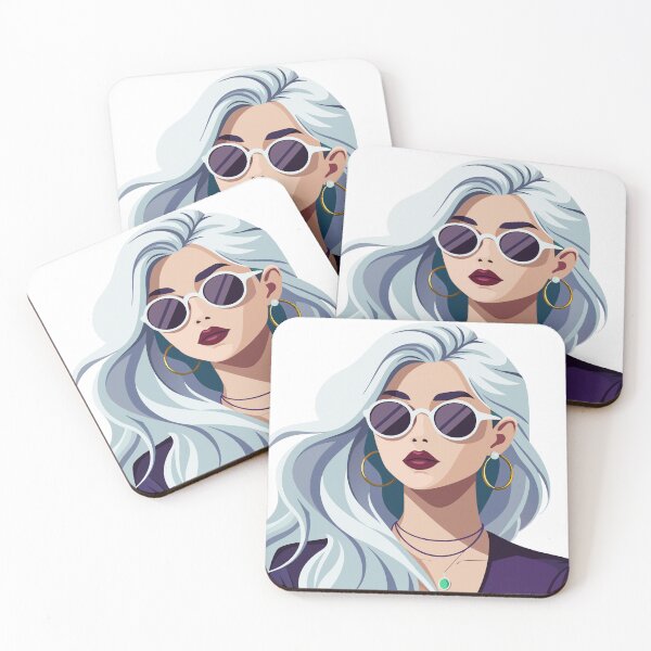 Item preview, Stylish Girl with White Hair and Sunglasses designed and sold by natalielaf.