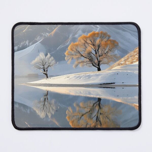 Item preview, Serene winter landscape with reflection on calm water. designed and sold by Artessie.