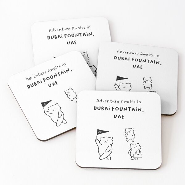 Item preview, Adventure Awaits in Dubai Fountain, United Arab Emirates | Cute Cat Characters in Minimalist Line Art designed and sold by RM-Journey.