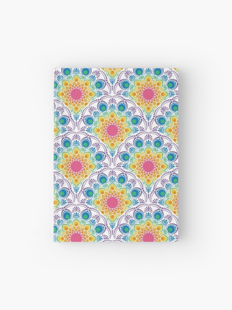 Journal, Maximalist Rainbow Floral Fountain Art Deco Scallop designed and sold by Triplicate Limited