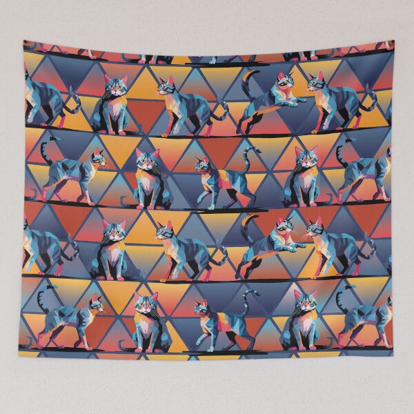 Item preview, Cats On Graphic Grid designed and sold by Pamelandia.
