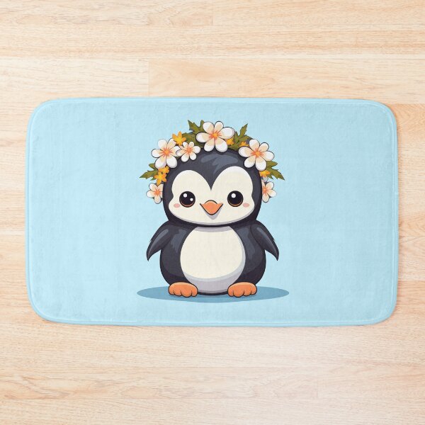 Item preview, kawaii Cute Baby penguin with a flower crown designed and sold by PandaKunst.