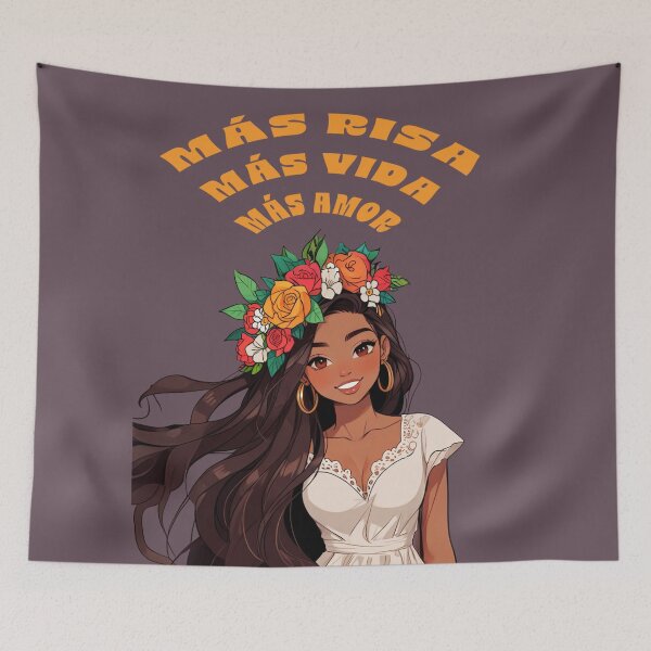 Item preview, MORE LAUGHTER MORE LIFE MORE LOVE POSITIVE SPANISH QUOTES ANIME ILLUSTRATION designed and sold by La Loca.