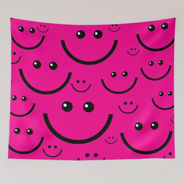 Item preview, pink happy face pattern print  designed and sold by Gossip Rag.