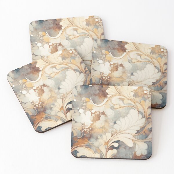 Item preview, Textured Rustic Vintage floral leaves in neutral colours, shades of gold and cream designed and sold by navitalidesign.
