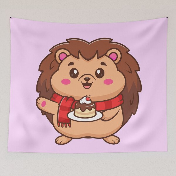 Item preview, Cute Hedgehog Holding Birthday Cake Cartoon Vector Icon Illustration designed and sold by hjian8219.