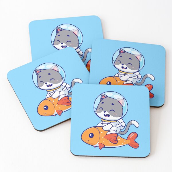 Item preview, Cute Cat Astronaut Riding Fish Cartoon Vector Icon Illustration designed and sold by hjian8219.