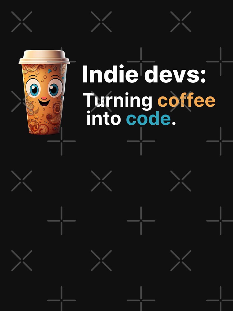 Thumbnail 7 of 7, Classic T-Shirt, Indie devs: Turning coffee into code. designed and sold by darkskygear.