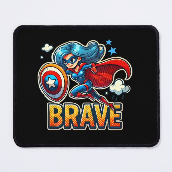 Item preview,  Female Superhero with Shield and "Brave" Phrase designed and sold by AnyMar2023.