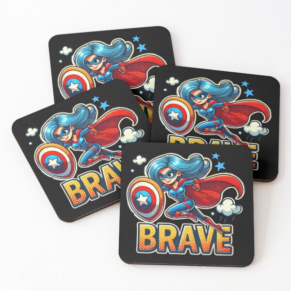 Item preview,  Female Superhero with Shield and "Brave" Phrase designed and sold by AnyMar2023.