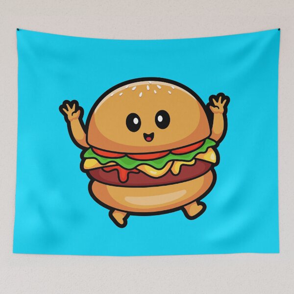 Item preview, Cute Burger Kid Jumping Cartoon Vector Icon Illustration designed and sold by hjian8219.
