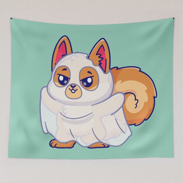 Item preview,  Cute Squirrel Ghost Cartoon Vector Icon Illustration designed and sold by hjian8219.