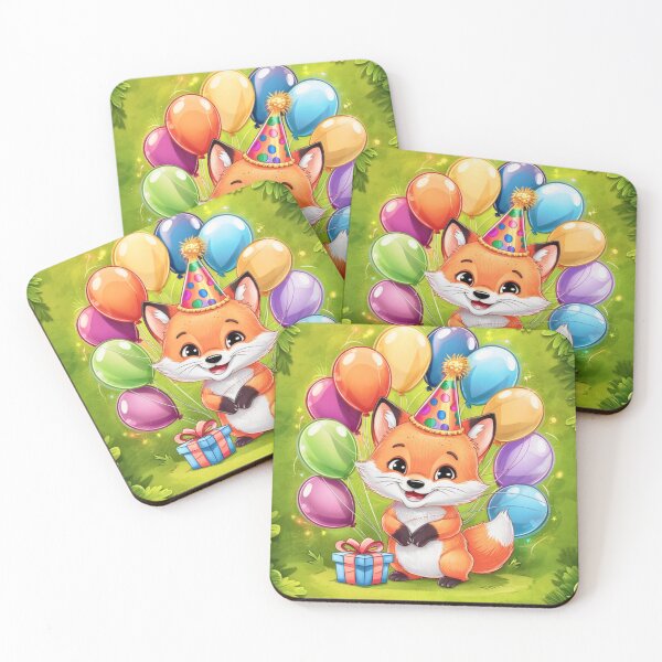 Item preview, Birthday Celebration. Birthday Fox. Adorable fox, birthday balloons, watercolor fox, fox drawing, floral fox designed and sold by FoxVibes.
