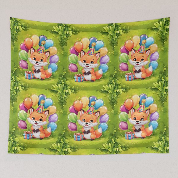 Item preview, Birthday Celebration. Birthday Fox. Adorable fox, birthday balloons, watercolor fox, fox drawing, floral fox designed and sold by FoxVibes.