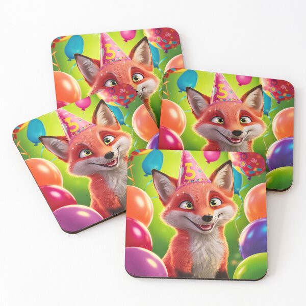 Item preview, Birthday Celebration. Birthday Fox. Adorable fox, birthday balloons, watercolor fox, fox drawing, floral fox designed and sold by FoxVibes.