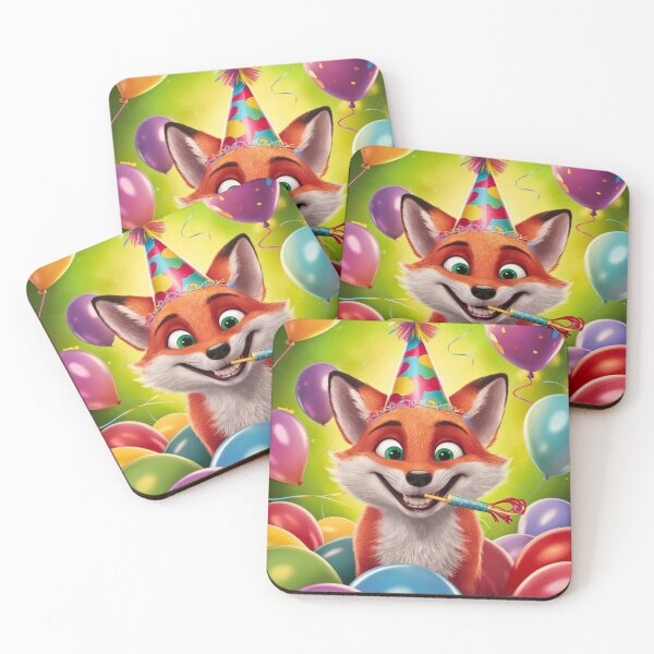 Item preview, Birthday Celebration. Birthday Fox. Adorable fox, birthday balloons, watercolor fox, fox drawing, floral fox designed and sold by FoxVibes.