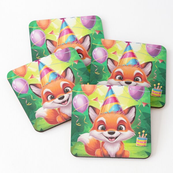 Item preview, Birthday Celebration. Birthday Fox. Adorable fox, birthday balloons, watercolor fox, fox drawing, floral fox designed and sold by FoxVibes.
