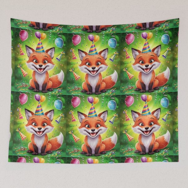 Item preview, Birthday Celebration. Birthday Fox. Adorable fox, birthday balloons, watercolor fox, fox drawing, floral fox designed and sold by FoxVibes.