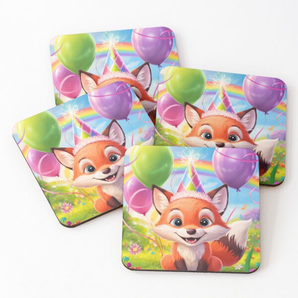 Item preview, Birthday Celebration. Birthday Fox. Adorable fox, birthday balloons, watercolor fox, fox drawing, floral fox designed and sold by FoxVibes.