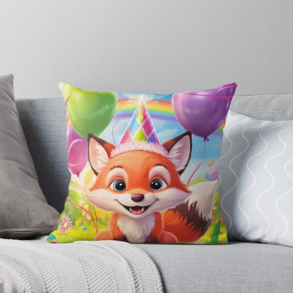 Item preview, Birthday Celebration. Birthday Fox. Adorable fox, birthday balloons, watercolor fox, fox drawing, floral fox designed and sold by FoxVibes.