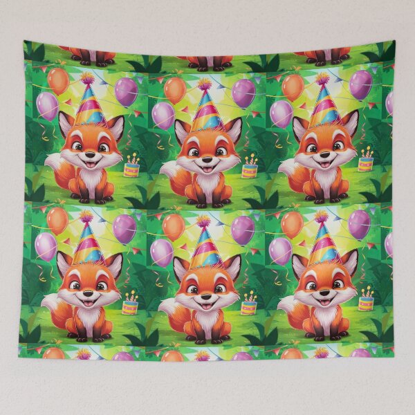 Item preview, Birthday Celebration. Birthday Fox. Adorable fox, birthday balloons, watercolor fox, fox drawing, floral fox designed and sold by FoxVibes.