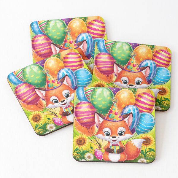 Item preview, Birthday Celebration. Birthday Fox. Adorable fox, birthday balloons, watercolor fox, fox drawing, floral fox designed and sold by FoxVibes.