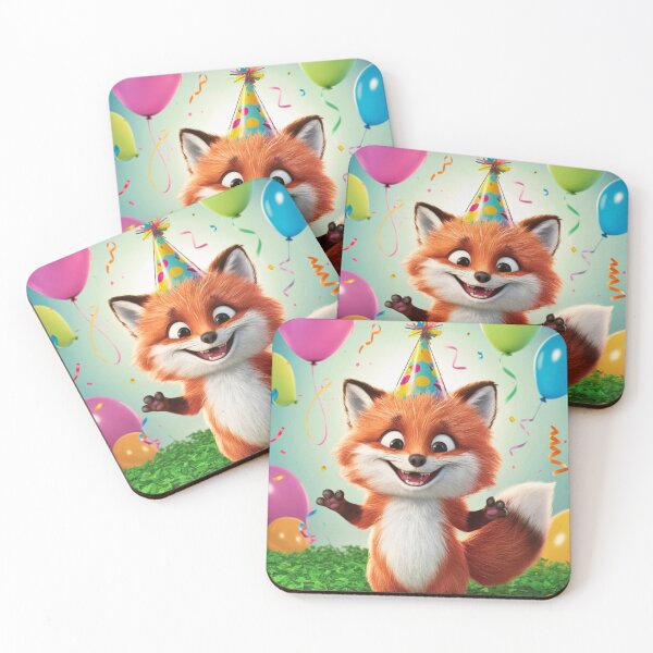 Item preview, Birthday Celebration. Birthday Fox. Adorable fox, birthday balloons, watercolor fox, fox drawing, floral fox designed and sold by FoxVibes.