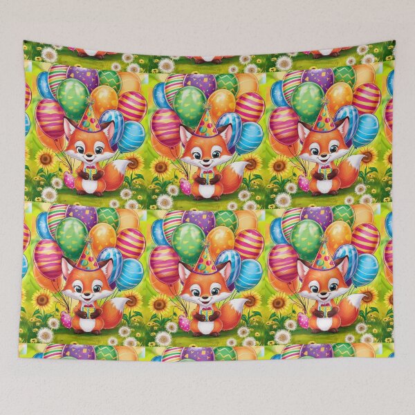 Item preview, Birthday Celebration. Birthday Fox. Adorable fox, birthday balloons, watercolor fox, fox drawing, floral fox designed and sold by FoxVibes.