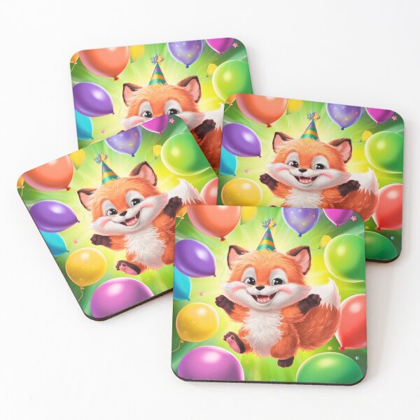 Item preview, Birthday Celebration. Birthday Fox. Adorable fox, birthday balloons, watercolor fox, fox drawing, floral fox designed and sold by FoxVibes.