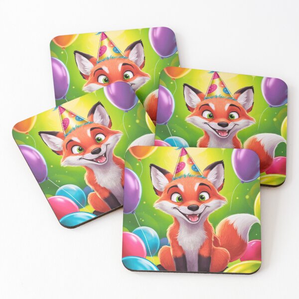 Item preview, Birthday Celebration. Birthday Fox. Adorable fox, birthday balloons, watercolor fox, fox drawing, floral fox designed and sold by FoxVibes.