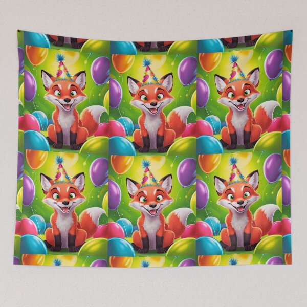 Item preview, Birthday Celebration. Birthday Fox. Adorable fox, birthday balloons, watercolor fox, fox drawing, floral fox designed and sold by FoxVibes.
