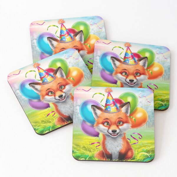 Item preview, Birthday Celebration. Birthday Fox. Adorable fox, birthday balloons, watercolor fox, fox drawing, floral fox designed and sold by FoxVibes.