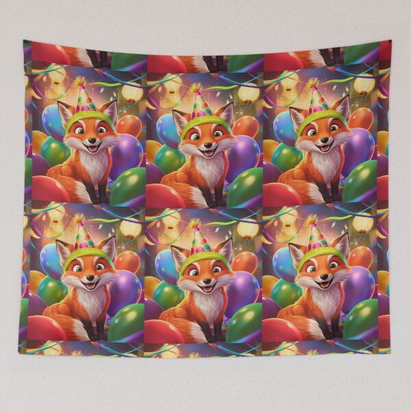 Item preview, Birthday Celebration. Birthday Fox. Adorable fox, birthday balloons, watercolor fox, fox drawing, floral fox designed and sold by FoxVibes.
