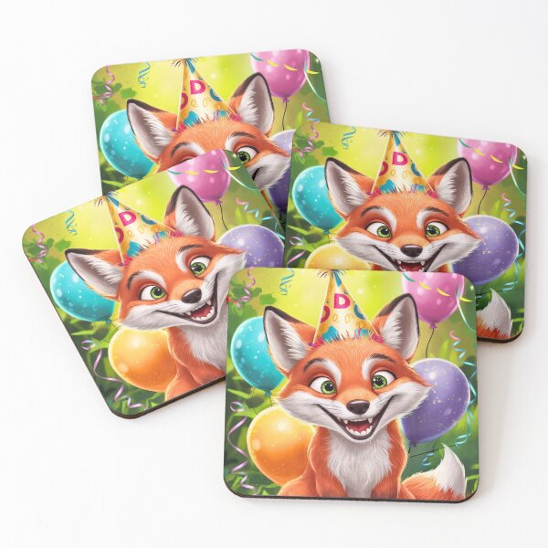 Item preview, Birthday Celebration. Birthday Fox. Adorable fox, birthday balloons, watercolor fox, fox drawing, floral fox designed and sold by FoxVibes.