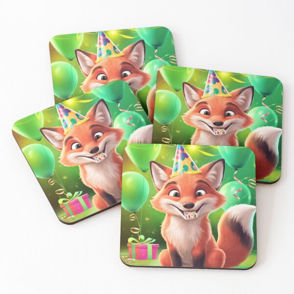 Item preview, Birthday Celebration. Birthday Fox. Adorable fox, birthday balloons, watercolor fox, fox drawing, floral fox designed and sold by FoxVibes.