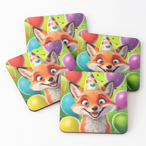 Item preview, Birthday Celebration. Birthday Fox. Adorable fox, birthday balloons, watercolor fox, fox drawing, floral fox designed and sold by FoxVibes.