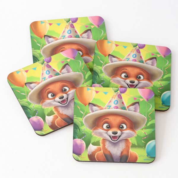 Item preview, Birthday Celebration. Birthday Fox. Adorable fox, birthday balloons, watercolor fox, fox drawing, floral fox designed and sold by FoxVibes.