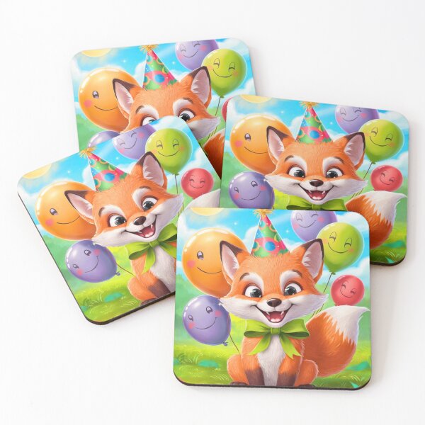 Item preview, Birthday Celebration. Birthday Fox. Adorable fox, birthday balloons, watercolor fox, fox drawing, floral fox designed and sold by FoxVibes.