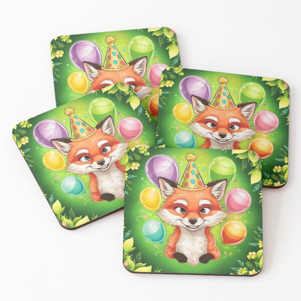 Item preview, Birthday Celebration. Birthday Fox. Adorable fox, birthday balloons, watercolor fox, fox drawing, floral fox designed and sold by FoxVibes.