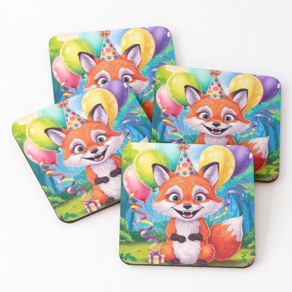 Item preview, Birthday Celebration. Birthday Fox. Adorable fox, birthday balloons, watercolor fox, fox drawing, floral fox designed and sold by FoxVibes.