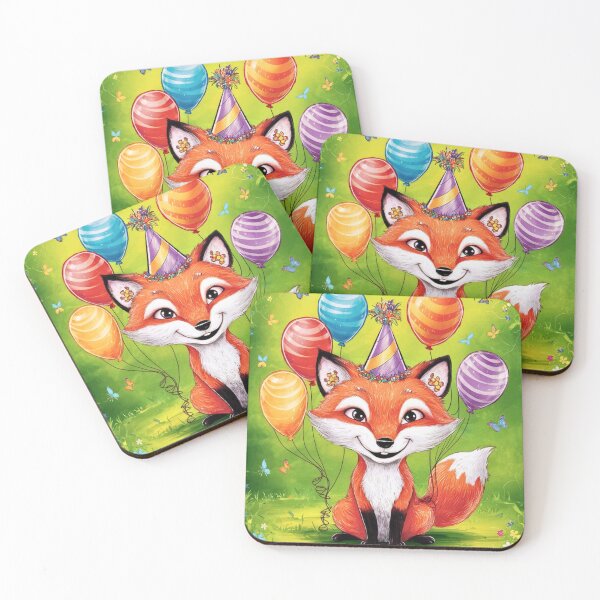Item preview, Birthday Celebration. Birthday Fox. Adorable fox, birthday balloons, watercolor fox, fox drawing, floral fox designed and sold by FoxVibes.