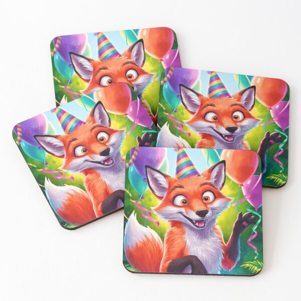 Item preview, Birthday Celebration. Birthday Fox. Adorable fox, birthday balloons, watercolor fox, fox drawing, floral fox designed and sold by FoxVibes.