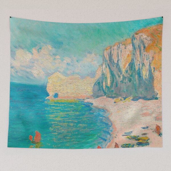 Aperçu de l'œuvre  Claude Monet La Plage et la Falaise d'Amont créée et vendue par TeeARTHY.