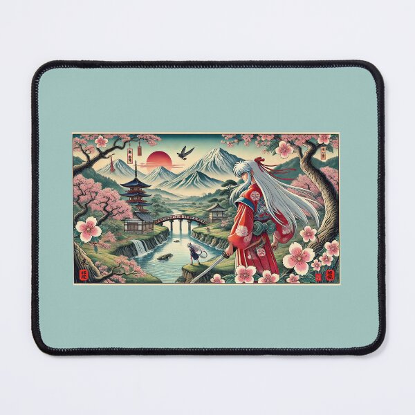 Item preview, Half Demon Dog and Daughter Japanese Cherry Blossom Landscape Traditional Japanese Art designed and sold by LoonyTunes.