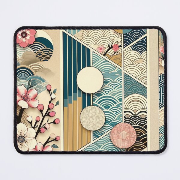 Item preview, A contemporary Japanese pattern adorned with sakura blossoms designed and sold by saqui-com.