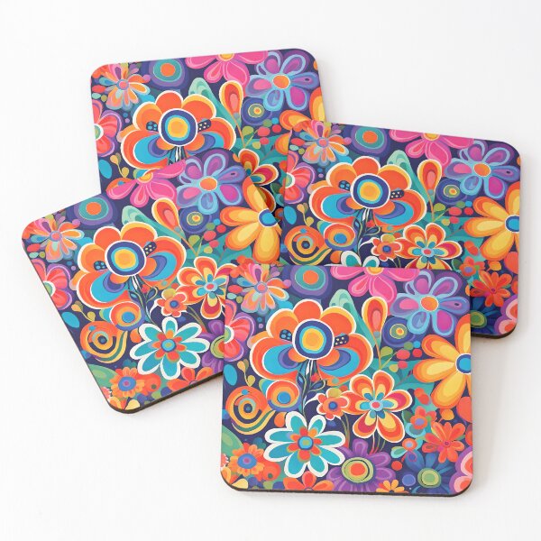 Item preview, Flower Power Colourful Floral Pattern designed and sold by druidwolfart.