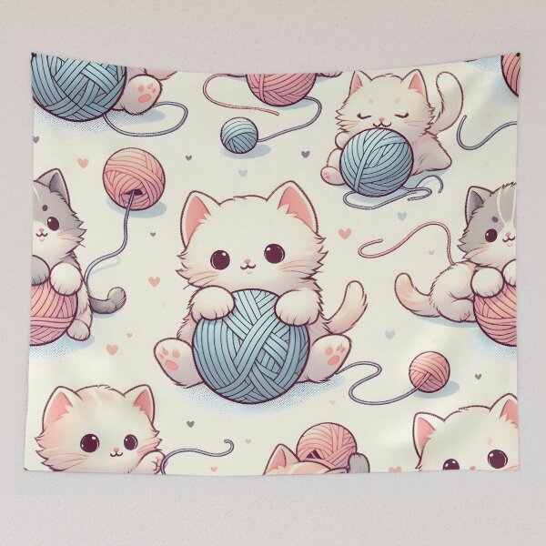 Item preview, Adorable Kittens Playing with Yarn Balls Pattern designed and sold by CitrineLinker.